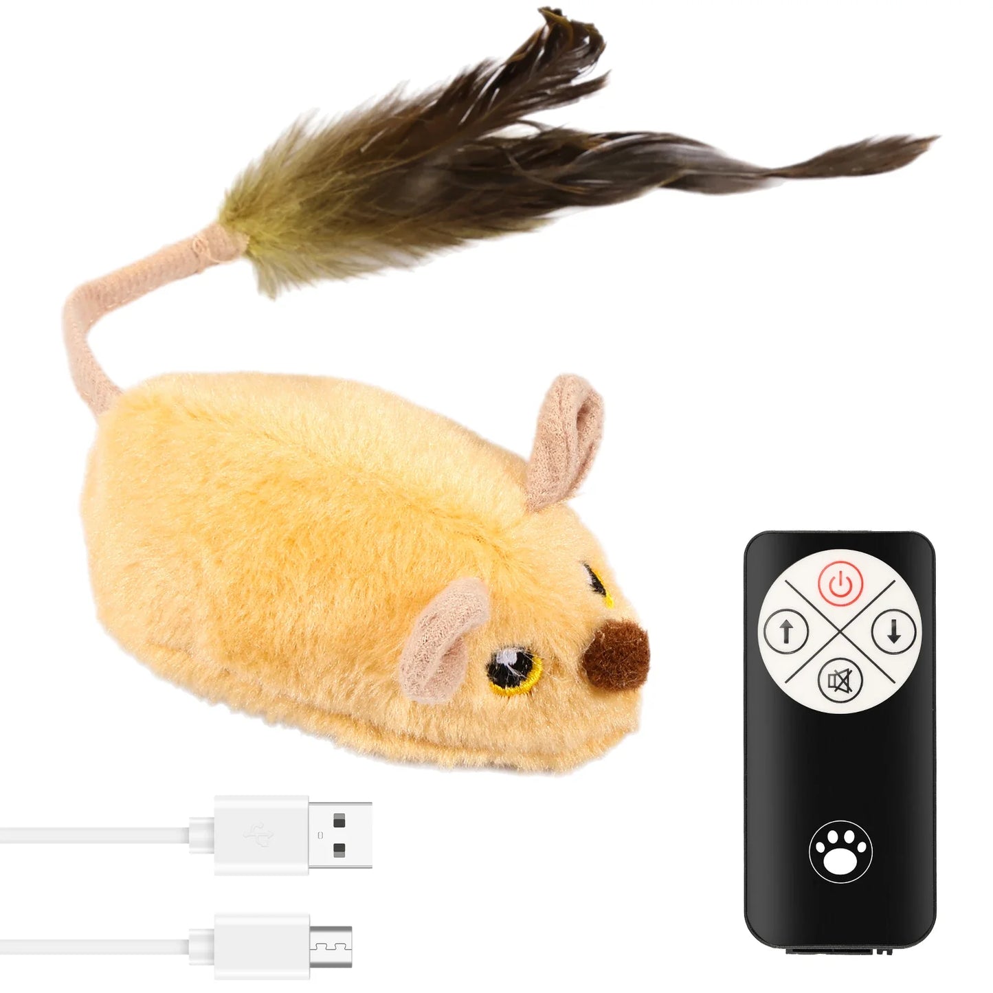 Cat Mouse Interactive Plush Toys LED Glow Electric Telecontrol Auto Rechargeable Pet Moving Mice Toy Realistic Kitten