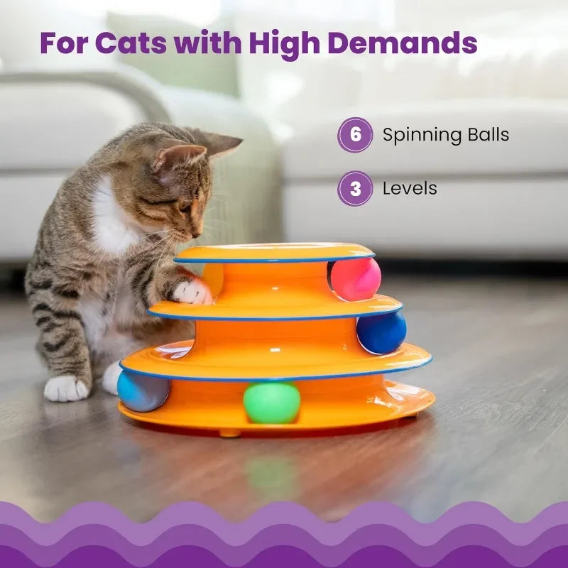 Pet Toy Four-Layer Turntable Pet Intelligence Training Track Tower Funny Cat Toy Disc with Rotating Ball Tunnel Track Disc