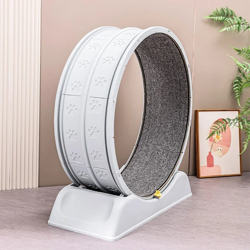 1Pc Indoor Cat Roller Treadmill Silent Non-Electric Pet Exercise Wheel Cylindrical Tread Design Safe Ramp Promotes Pet Health