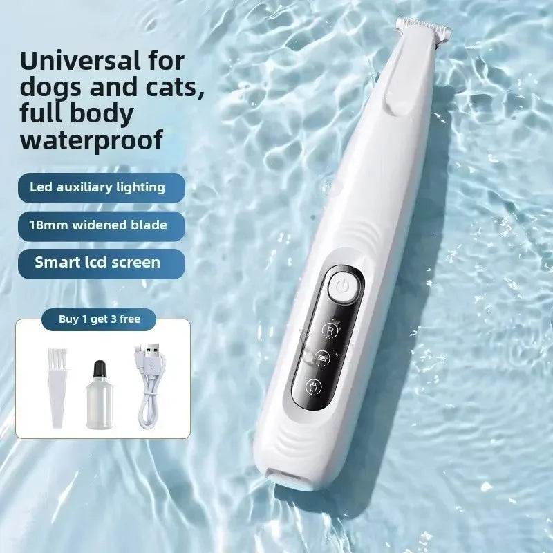 Professional Dog Grooming Clippers & LED Light LCD Display 18Mm Wide Blade for Paw Trimming Low Noise Cordless Pet Hair Trimmer