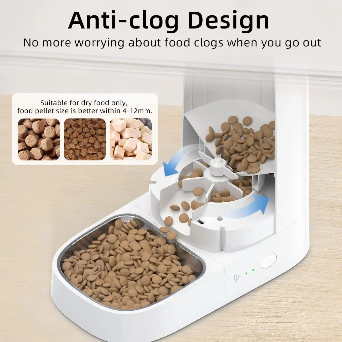 Smart Automatic Cat Feeder with Wi-Fi and Remote Control for Dry Food Dispensing for Cats and Dogs