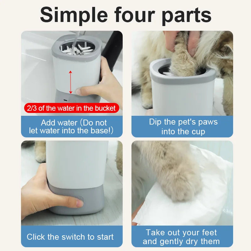Automatic Pet Foot Washer, Removable Electric Plastic Paw Cleaner, Soft and Dense Bristles for Cleaning, Cat Dog Paw Cleaner