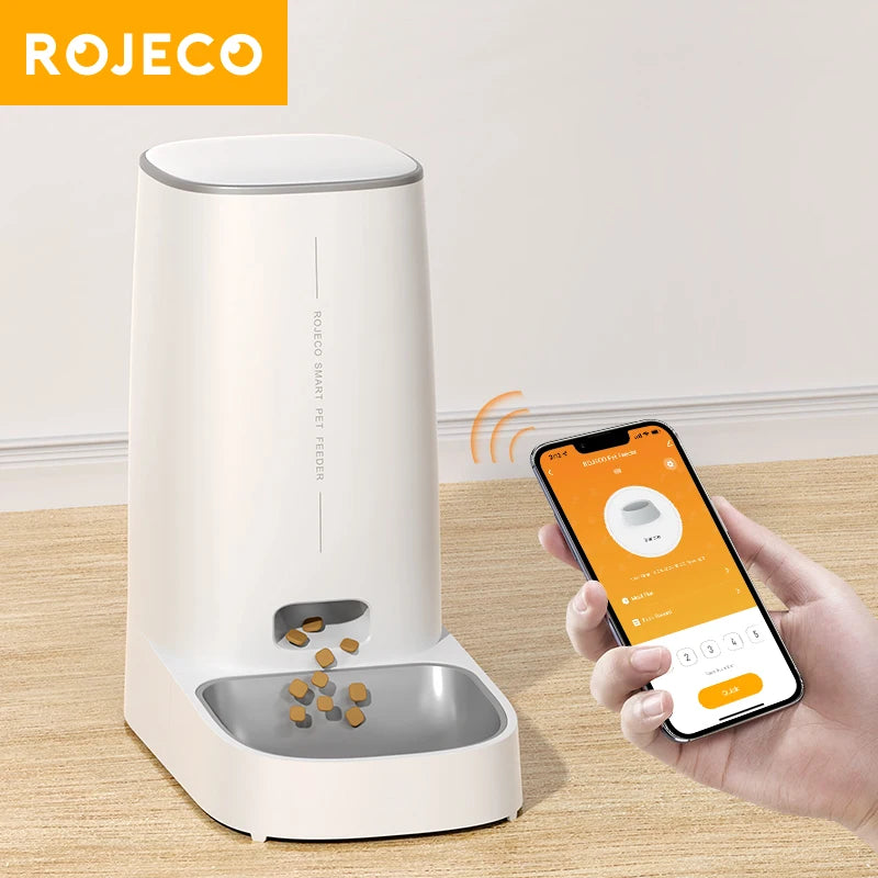 Smart Automatic Cat Feeder with Wi-Fi and Remote Control for Dry Food Dispensing for Cats and Dogs