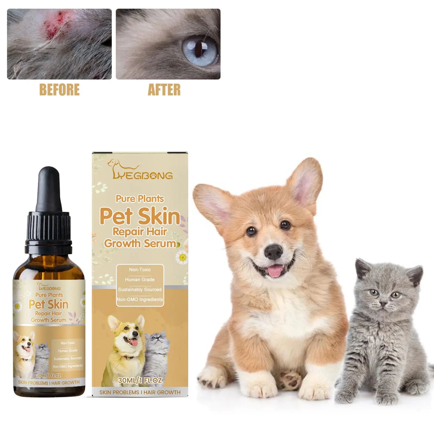Pet Skin Repair Essence - Moisturizing Coat Conditioner for Hair Regrowth and Wound Healing in Cats