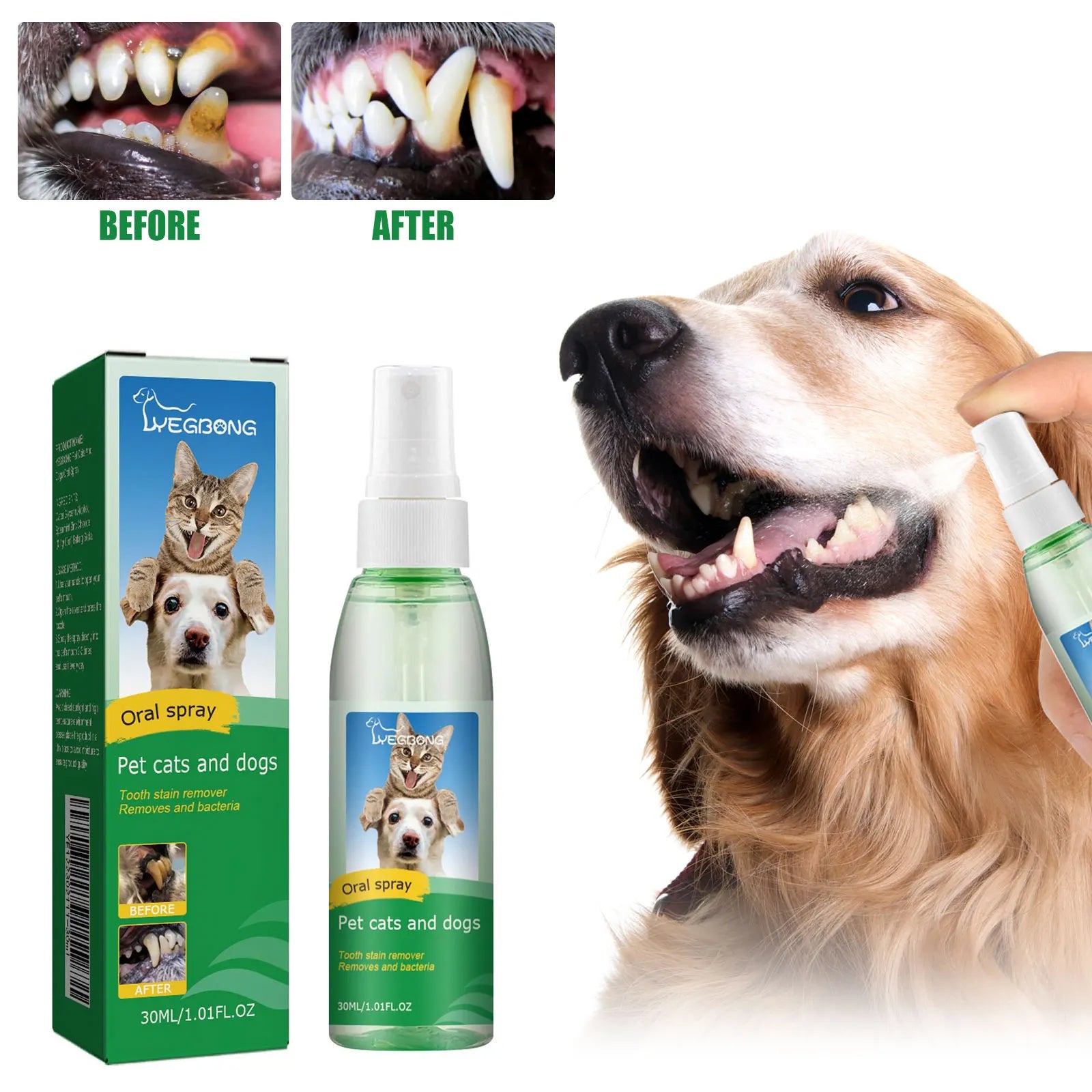 Pet Oral Care Spray - Dental Freshener and Tartar Remover for Dogs