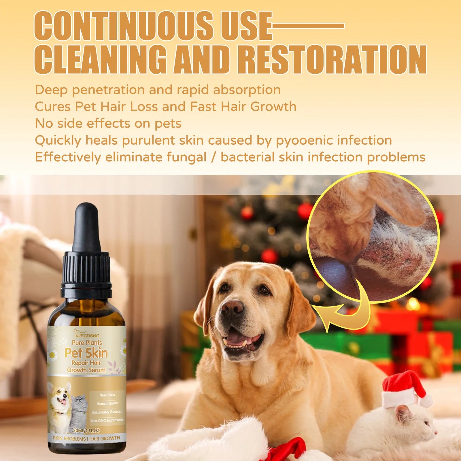 Pet Skin Repair Essence - Moisturizing Coat Conditioner for Hair Regrowth and Wound Healing in Cats