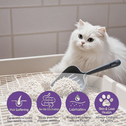 300 Tablets Triple-Action Hairball Control Chews for Cats - Papain Enzyme & Anchovy Oil, Gentle Hair Removal + Digestive Care