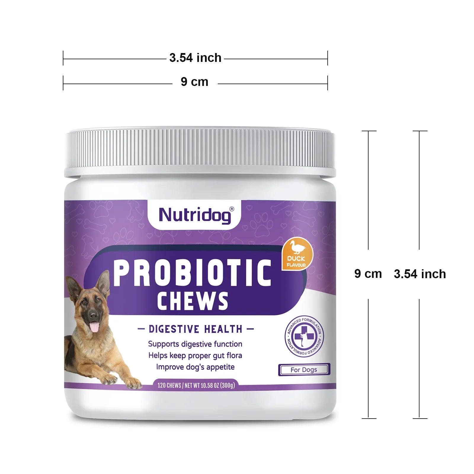 Duck Flavor Probiotic Chews for Dogs - Promotes Gut Health, Digestive Balance, and Relief from Seasonal Allergies and Itchy Skin