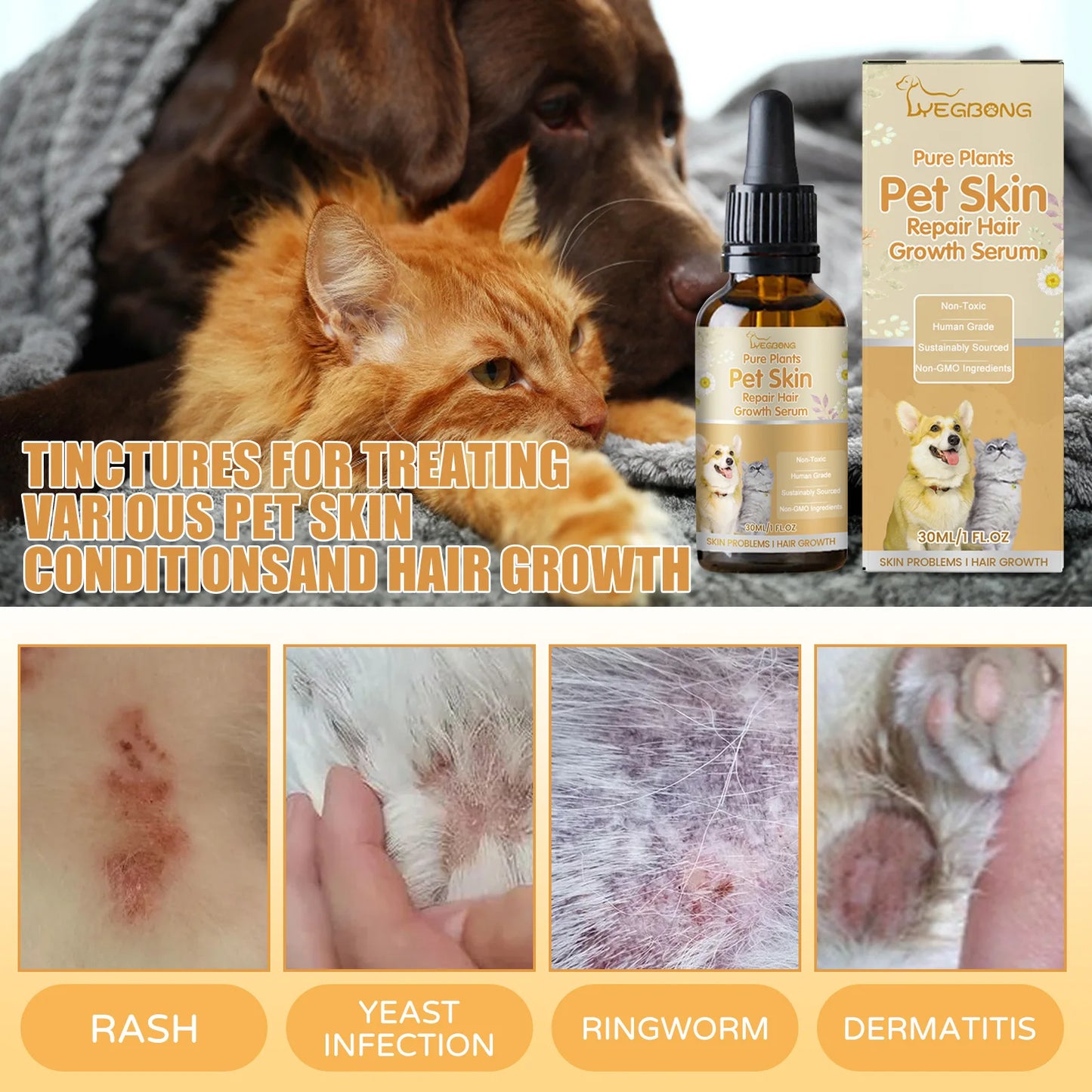 Pet Skin Repair Essence - Moisturizing Coat Conditioner for Hair Regrowth and Wound Healing in Cats