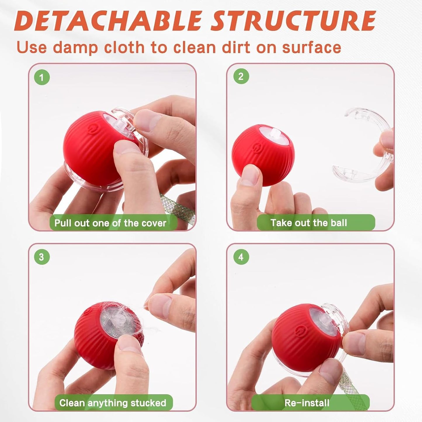 2 Packs Speed 2.0 Tail Interactive Cat Toys for Indoor Cats, Chirping & Motion Activate Ca T Toy, Smart Kitten Rolling Ball Moving Ball Toys, Rechargeable Dog Cat Bal L for Enrichment Exercise