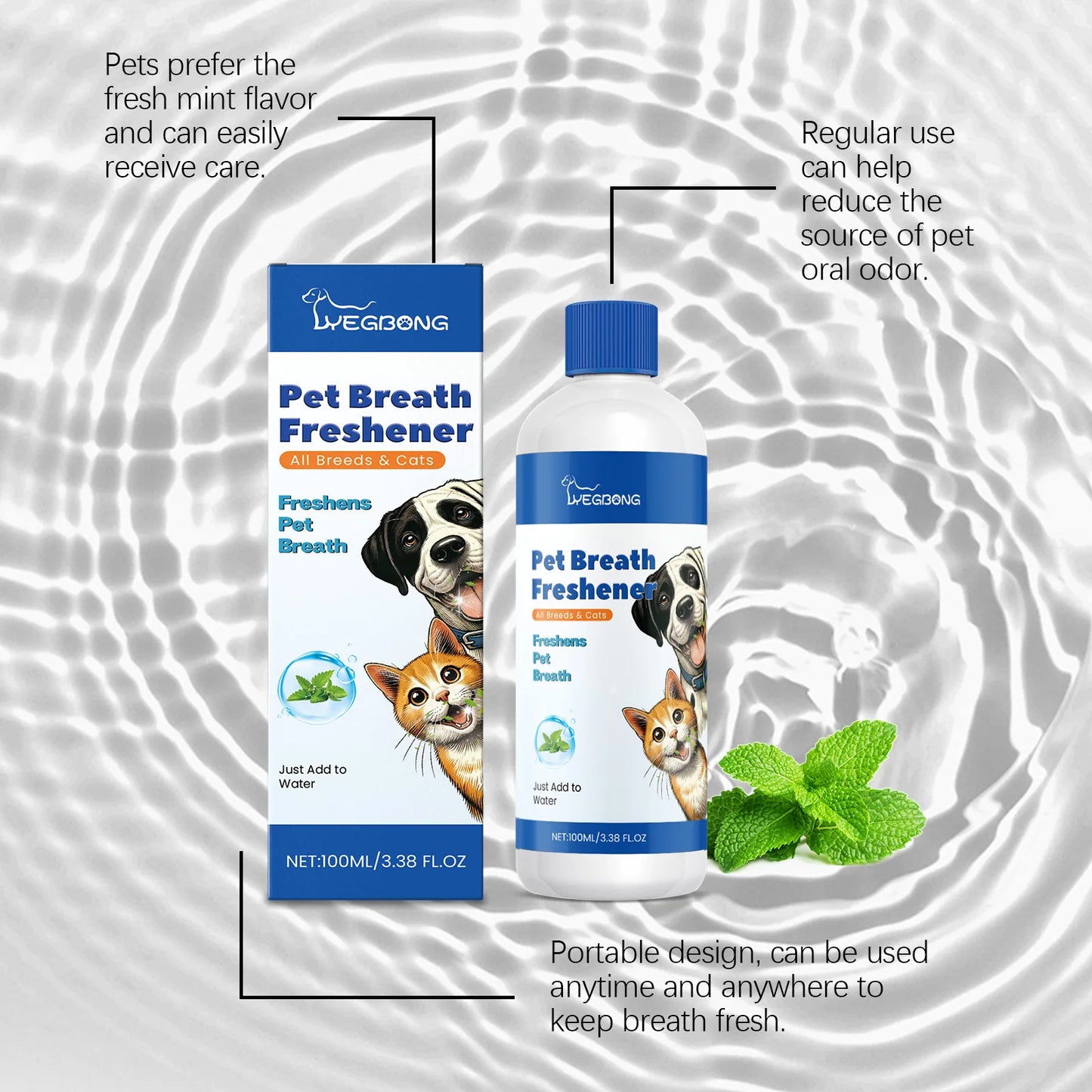 Dog Mouth Cleaning Liquid Tooth Stains Mouth Cleaning Tartar Removal Bad Breath Freshing Oral Deodorant Pet Teeth Cleaner Water