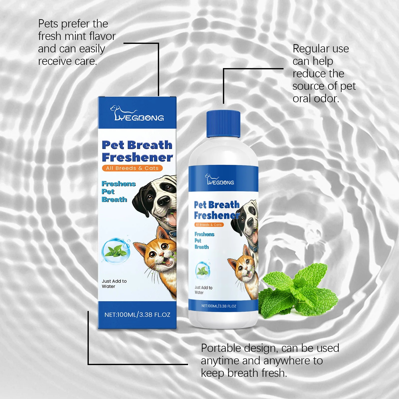 Dog Mouth Cleaning Liquid Tooth Stains Mouth Cleaning Tartar Removal Bad Breath Freshing Oral Deodorant Pet Teeth Cleaner Water