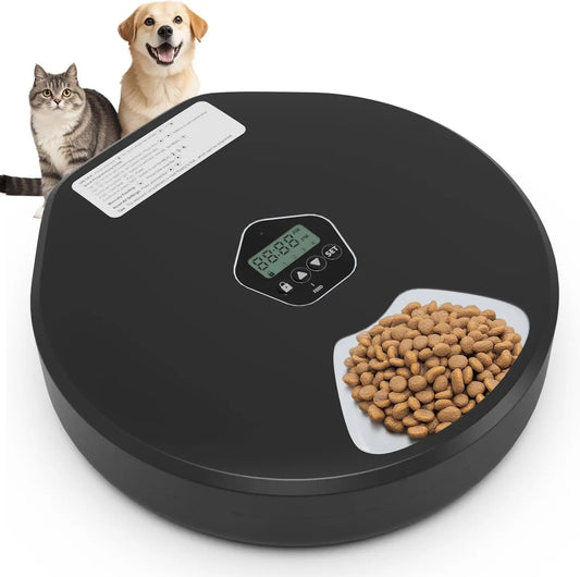 Programmable 5-Meal Automatic Wet/Dry Pet Feeder for Cats and Dogs