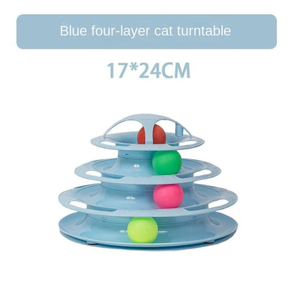 Pet Toy Four-Layer Turntable Pet Intelligence Training Track Tower Funny Cat Toy Disc with Rotating Ball Tunnel Track Disc