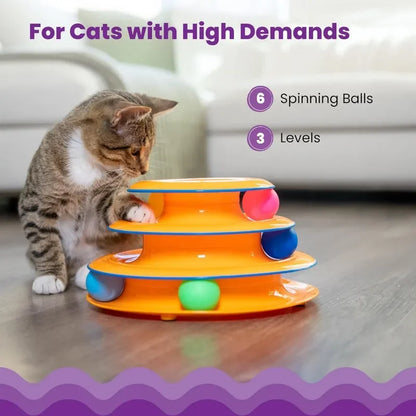 Pet Toy Four-Layer Turntable Pet Intelligence Training Track Tower Funny Cat Toy Disc with Rotating Ball Tunnel Track Disc