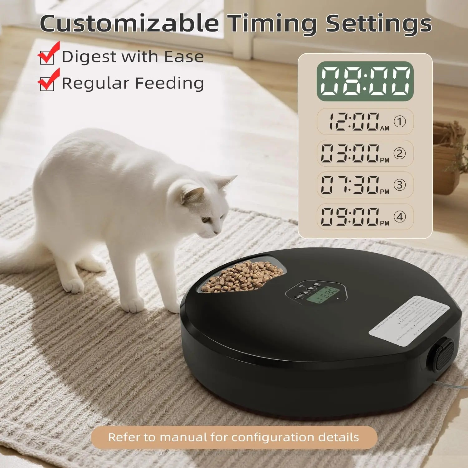 Programmable 5-Meal Automatic Wet/Dry Pet Feeder for Cats and Dogs