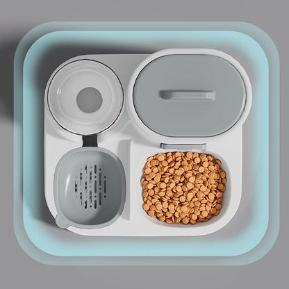 Two-in-One Cat and Dog Feeding Station: Smooth Food and Water Dispenser Bowl