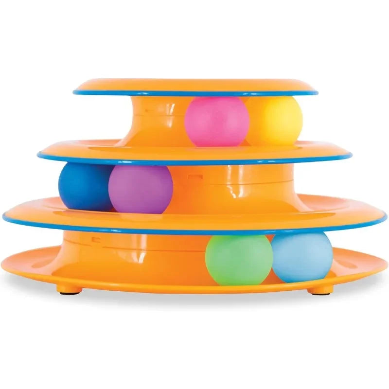 Pet Toy Four-Layer Turntable Pet Intelligence Training Track Tower Funny Cat Toy Disc with Rotating Ball Tunnel Track Disc