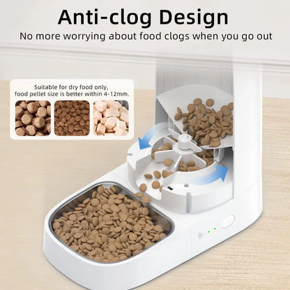 Smart Automatic Cat Feeder with Wi-Fi and Remote Control for Dry Food Dispensing for Cats and Dogs