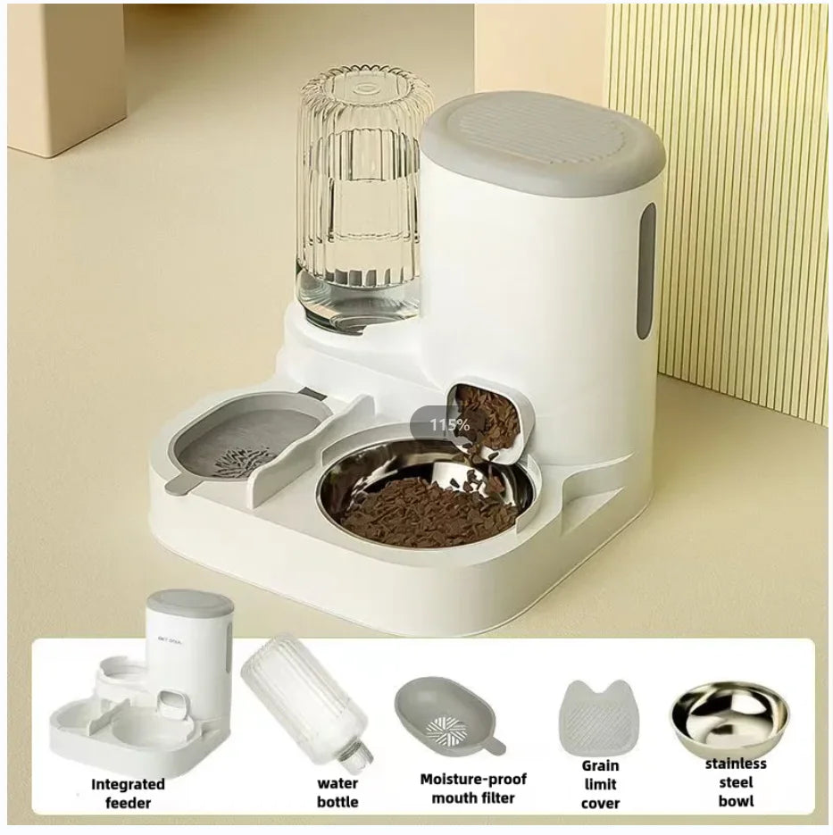 Automatic Cat and Dog Feeder with Integrated Water Dispenser