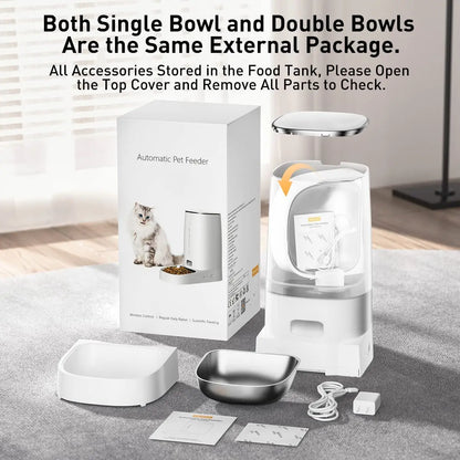 Smart Automatic Cat Feeder with Wi-Fi and Remote Control for Dry Food Dispensing for Cats and Dogs