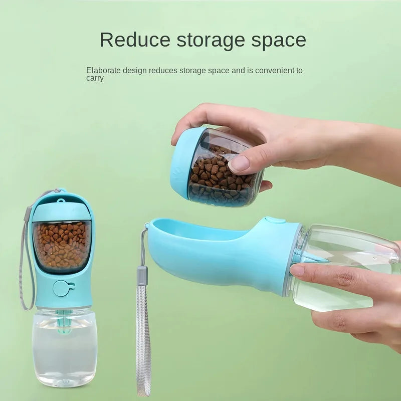Ultimate 3-in-1 Leakproof Pet Water Bottle and Food Container for Adventure-Ready Dogs and Cats