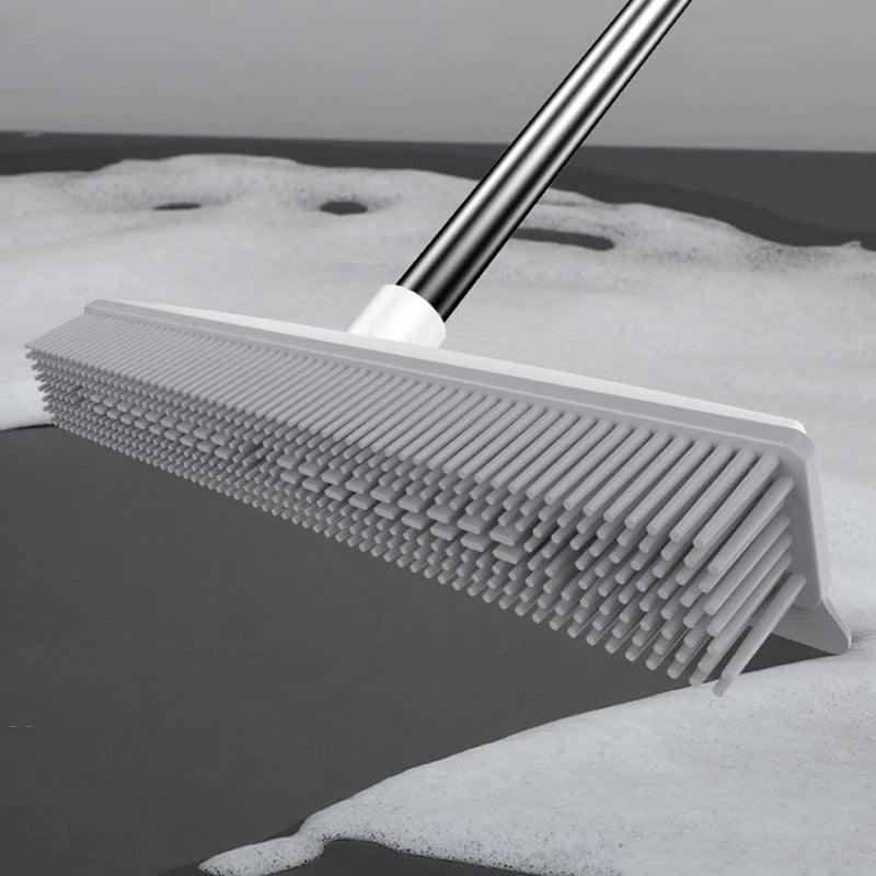Revolutionary Rubber Broom & Squeegee Combo: The Ultimate Pet Hair & Fur Remover for Fluff Carpets and Hardwood Floors!