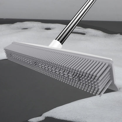 Revolutionary Rubber Broom & Squeegee Combo: The Ultimate Pet Hair & Fur Remover for Fluff Carpets and Hardwood Floors!