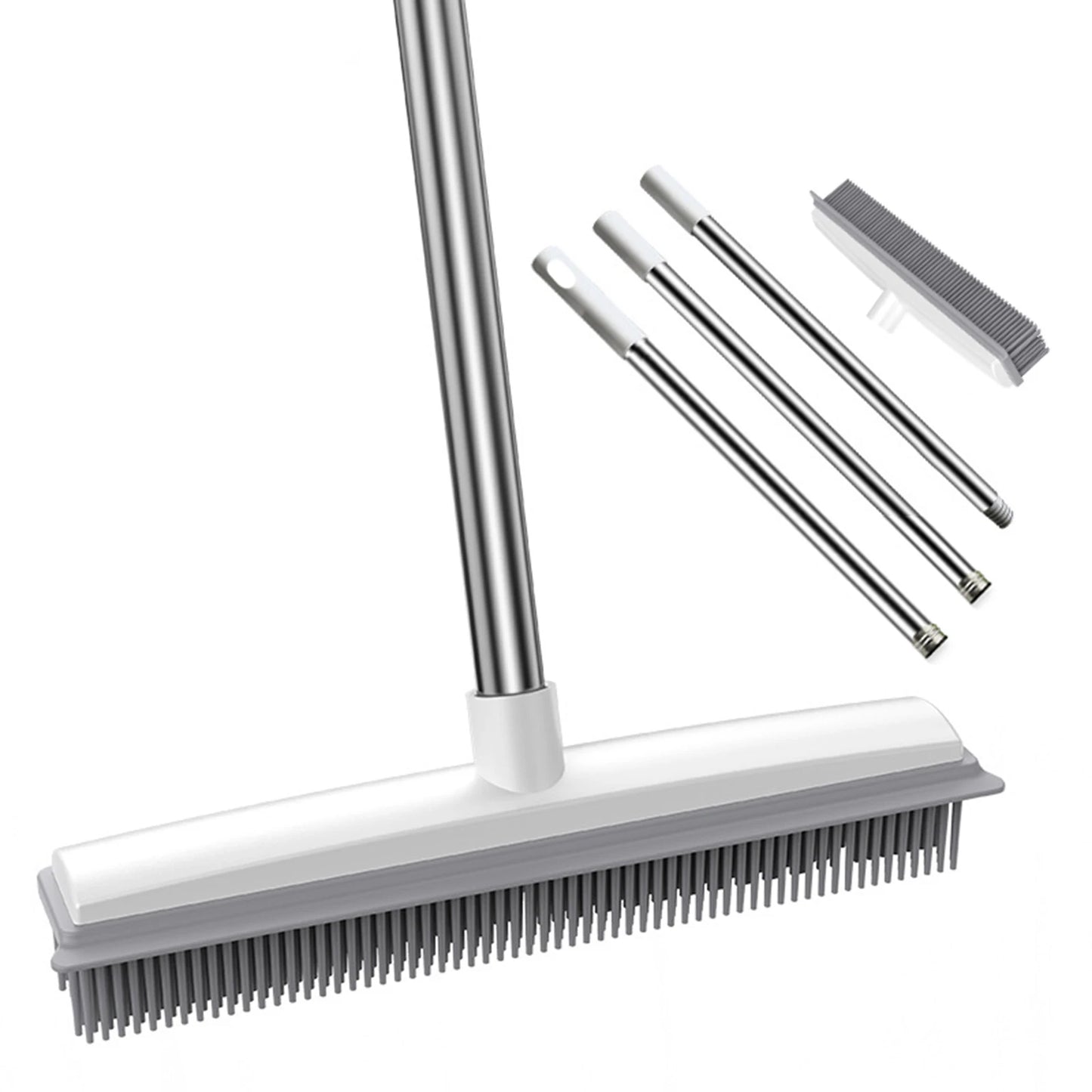 Revolutionary Rubber Broom & Squeegee Combo: The Ultimate Pet Hair & Fur Remover for Fluff Carpets and Hardwood Floors!