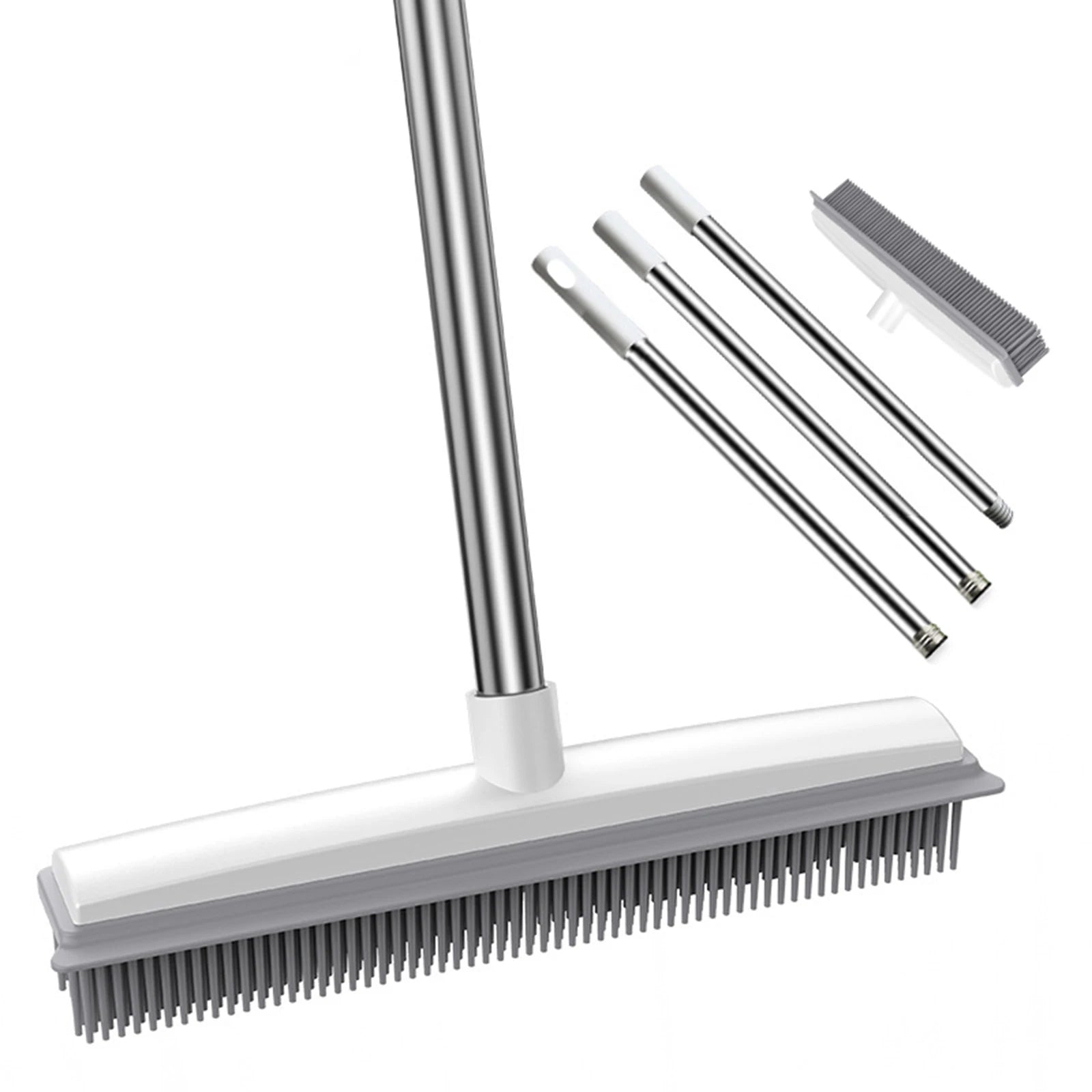 Revolutionary Rubber Broom & Squeegee Combo: The Ultimate Pet Hair & Fur Remover for Fluff Carpets and Hardwood Floors!