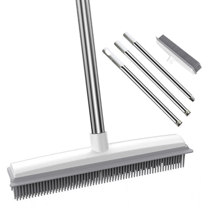 Revolutionary Rubber Broom & Squeegee Combo: The Ultimate Pet Hair & Fur Remover for Fluff Carpets and Hardwood Floors!