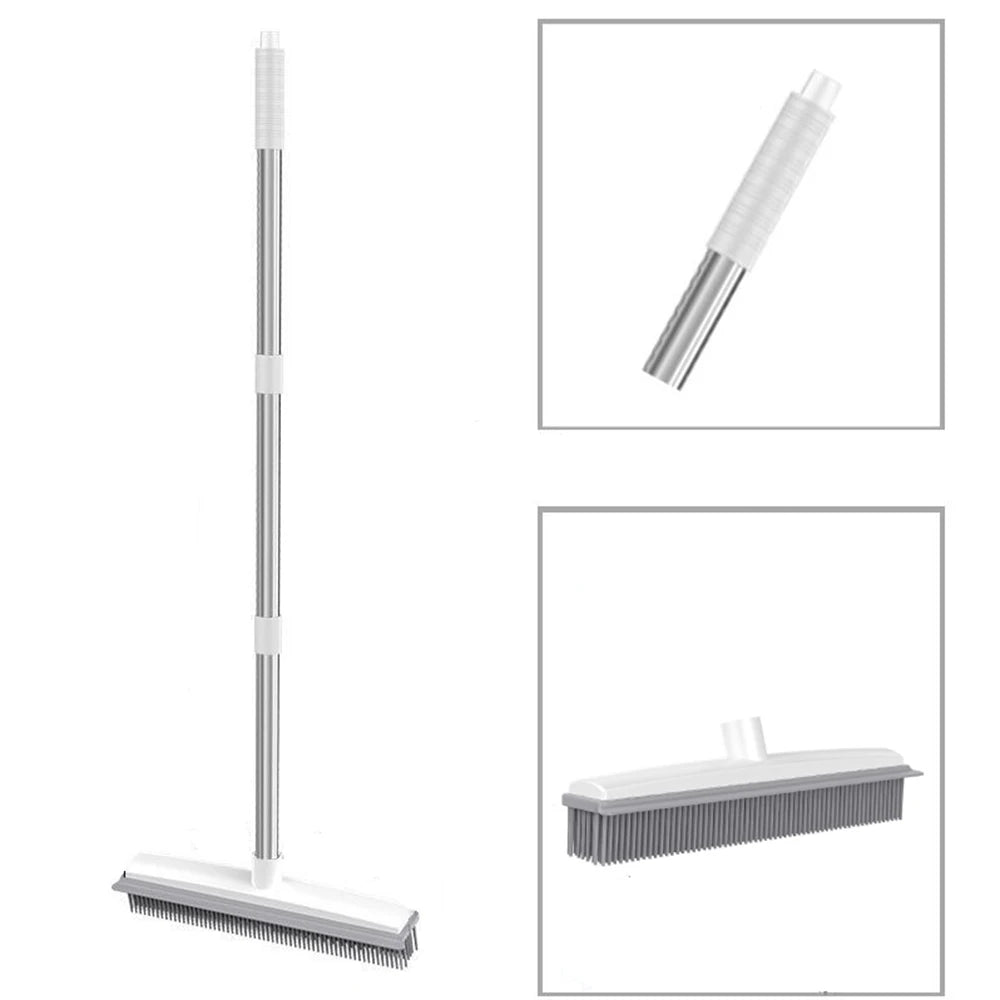 Revolutionary Rubber Broom & Squeegee Combo: The Ultimate Pet Hair & Fur Remover for Fluff Carpets and Hardwood Floors!
