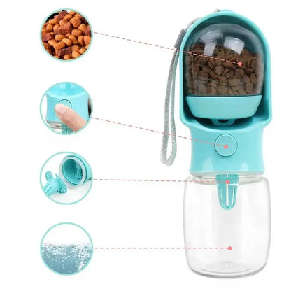 Ultimate 3-in-1 Leakproof Pet Water Bottle and Food Container for Adventure-Ready Dogs and Cats