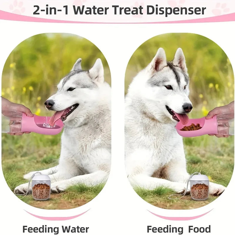 Ultimate 3-in-1 Leakproof Pet Water Bottle and Food Container for Adventure-Ready Dogs and Cats