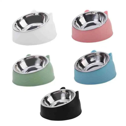 100ML Elevated Non-Slip Pet Bowl for Cats and Dogs - 15 Degrees Tilted Design for Comfortable Feeding and Hydration