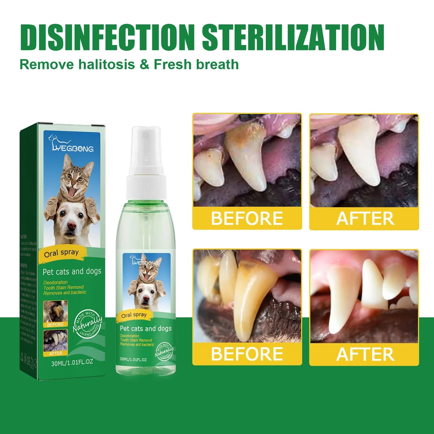 Pet Oral Care Spray - Dental Freshener and Tartar Remover for Dogs