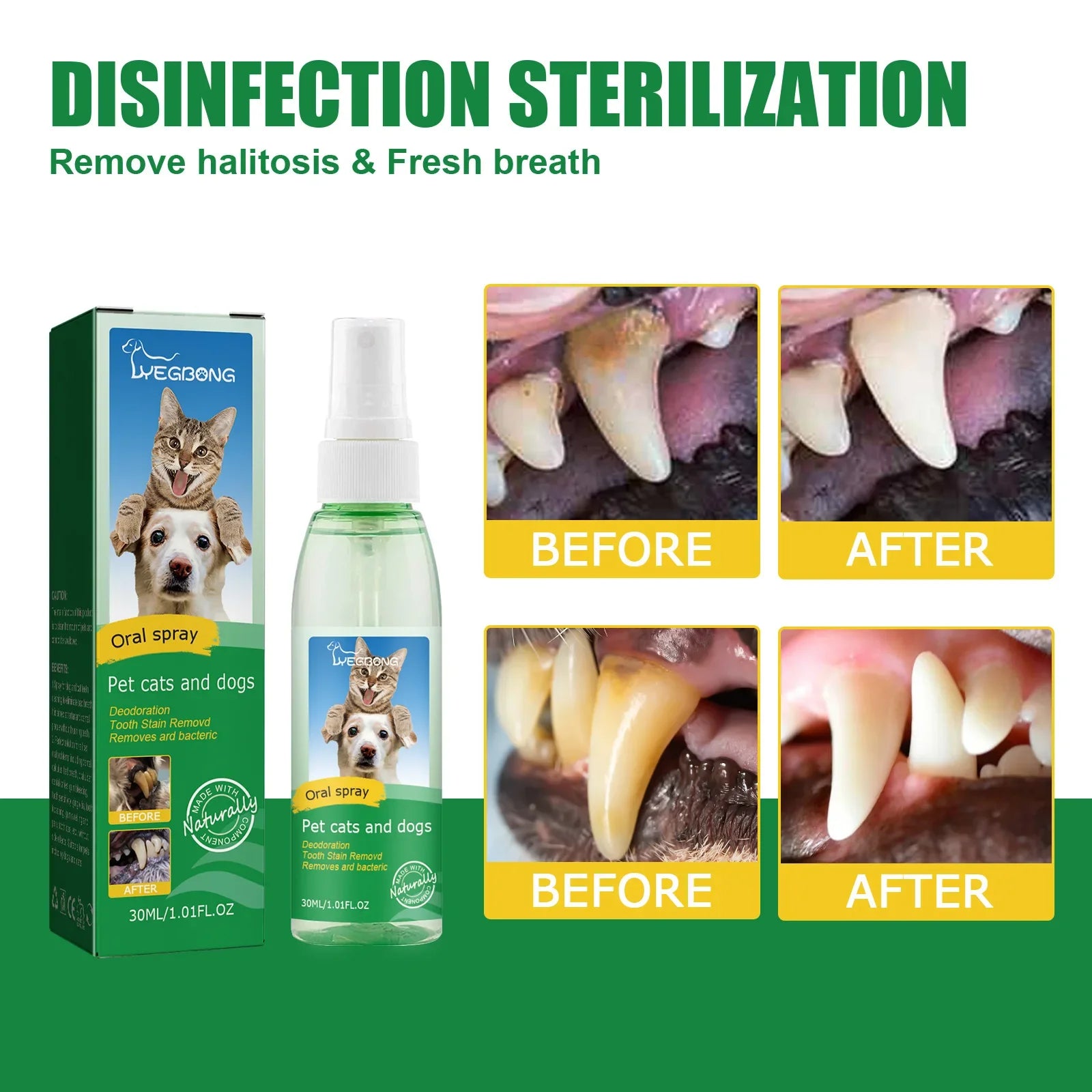 Pet Oral Care Spray - Dental Freshener and Tartar Remover for Dogs