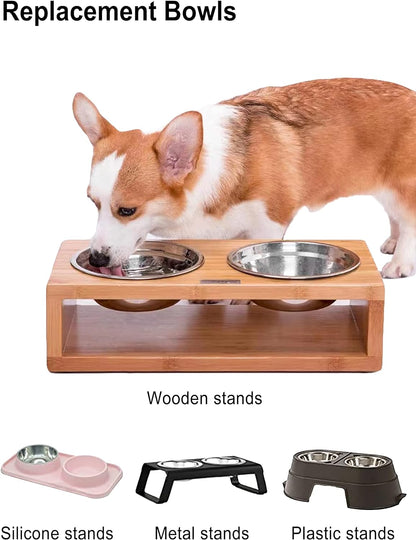 Stainless Steel Small Dog Food Bowls, Set of 2 Outer Dia. 7 in Replacement Dog Bowls for Raised Station(2.9 Cup)