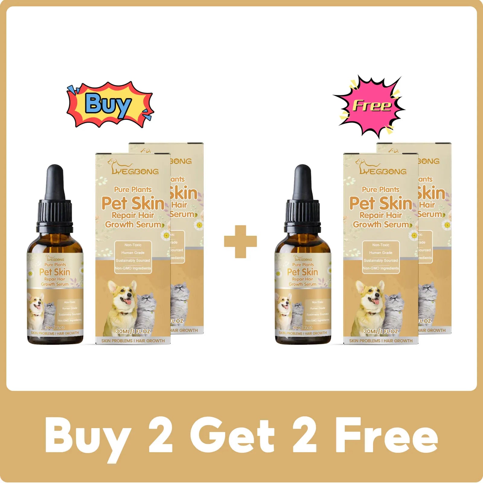 Pet Skin Repair Essence - Moisturizing Coat Conditioner for Hair Regrowth and Wound Healing in Cats